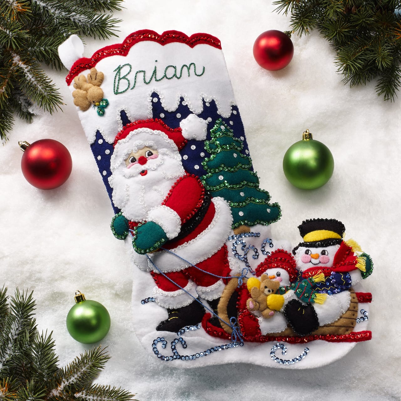 Bucilla® Sledding with Santa Felt Stocking Applique Kit